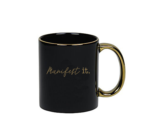 16 OZ. CLEAR GLASS MANIFEST IT MUG - BLACK/CLEAR