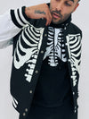 GLOW IN THE DARK SKELETON VARSITY JACKET - BLACK/WHITE